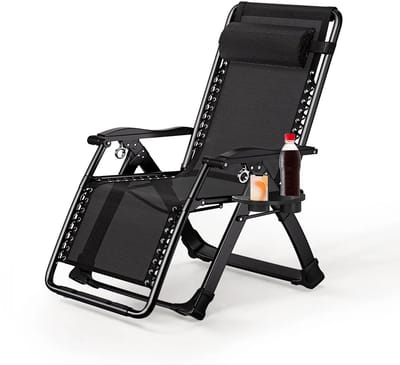 Novari - Inklapbaar ligstoel - Tuinstoel - Opvouwbaar relaxstoel - Met bekerhouder - Verstelbare rugleuning - 177x65x110 cm