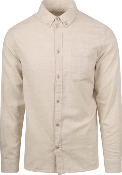 KnowledgeCotton Apparel Overhemd Flanel Beige - Maat XL - Heren - Overhemden Casual
