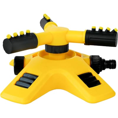 Arroseur de jardin rotatif à 360 degrés, 2 Modes de pulvérisation réglables, système d'irrigation de pelouse pour l'extérieur jaune