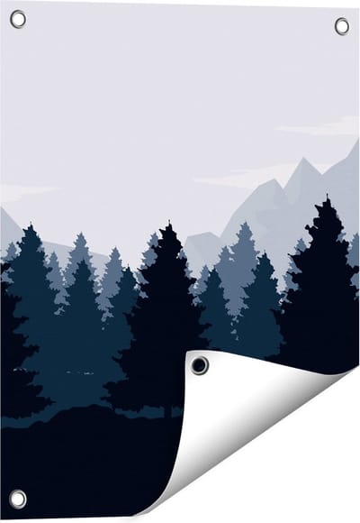 Gards Tuinposter Bos met Bomen Illustratie - Abstract - 40x50 cm - Tuindoek - Tuindecoratie - Wanddecoratie buiten - Tuinschilderij
