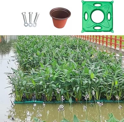 Drijvende mand - Vijver eiland - Waterplanten kweken - Milieuvriendelijk materiaal - 33x33x6 cm - Groen