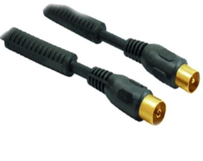 IEC (m) - IEC (v) coaxkabel | >100 dB + ferriet | CCS | verguld | recht | zwart | 2 meter