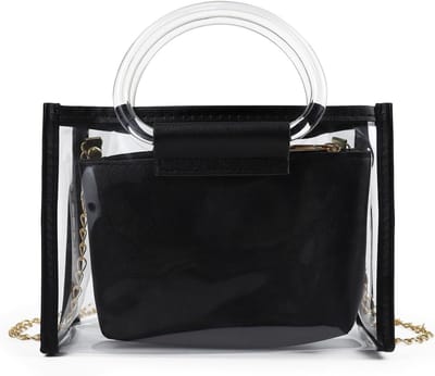 Kleine Dames Schoudertas met Afneembare Clutch en Schouderband, Transparante Crossbody Tas voor Dagelijks Gebruik