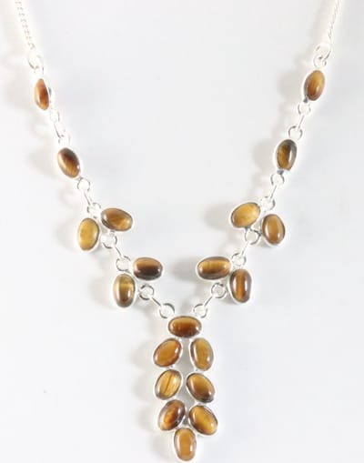Zilveren ketting met tijgeroog