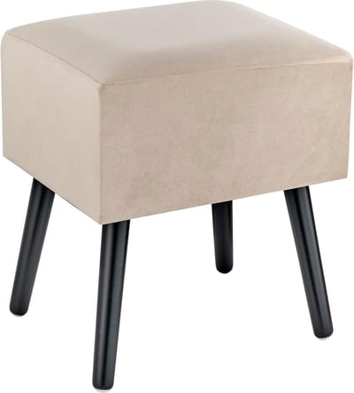 SnelShoppen - Luxe fluwelen zitzak met voetensteun, comfortabele banket, 40 x 33 x 46 cm, beige, perfect voor woonkamer, slaapkamer, tuin of kidskamer