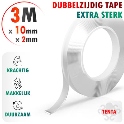 Dubbelzijdig Tape Extra Sterk 3m x 10mm x 2mm - TENTA Heavy Duty