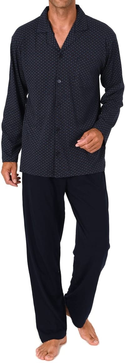 Herenpyjama met lange mouwen en doorknoopsluiting, ook in oversizes