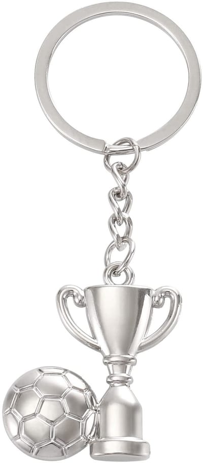Dailygoods- Sleutelhanger Zilverkleurig Voetbalschoen/Trofee - Sleutelhanger Auto - Sleutelhanger Foto - Sleutelhanger Ringen - Sleutelhanger Volwassenen - Robuust Metaal - Voetbalsleutelhanger
