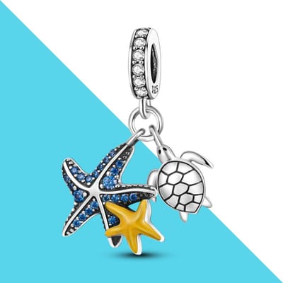 UCHARM Zeeschildpad Zeester Charms Zilverkleurig Past op Originele Bedelarmband Doe-het-zelf Zwevende Charms Ondersteunt Dropshipping gray