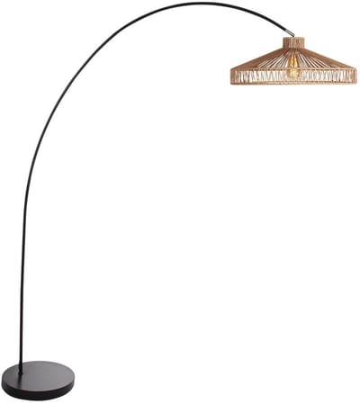 Solva 4469ZW vloerlamp - trendy zwart met metalen voet en touwkap, Mexlite, binnengebruik