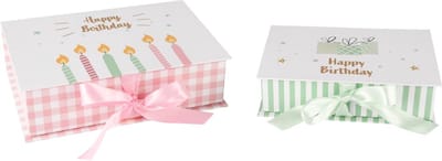 Dekoratief | Set 2 dozen m/strik 'Happy Birthday', karton, 21x15x6cm | A250783