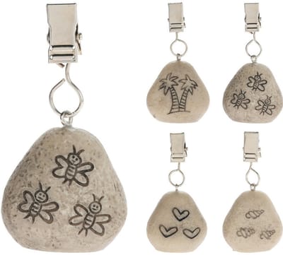 Excellent Houseware Tafelkleed gewichtjes - 4x - Ibiza style - kunststeen - grijs - 4,5 cm