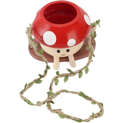 Paddenstoel Bloempot Schommelend Gezicht Plantenbak Succulenten Plantenpot Ornament voor Muur Plafond Plank beige