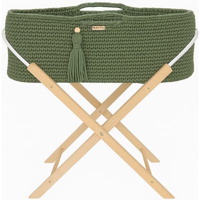 Moses mand BOHO Handgemaakt met standaard - pistache