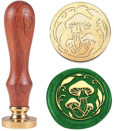 Dailygoods- Waszegelstempel Paddenstoeldesign - Afneembare Messing Stempelkop - Houten Handvat - Decoratie voor Enveloppen - Bruiloften - Eenvoudig in Gebruik - Zegelstempel