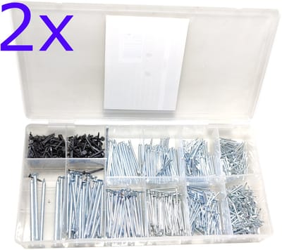 2x 1060 delig Spijkers assortiment platkop gegalvaniseerde draadnagels