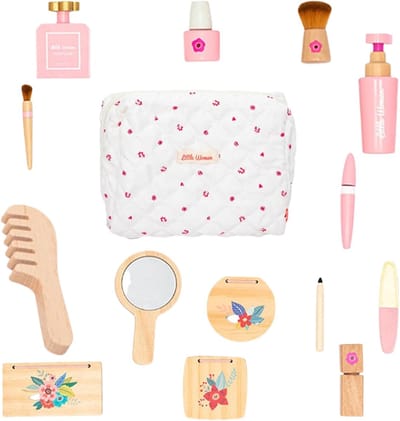 Houten Make-up Set - Speelgoed Salon - Fantasie Spel - Massief Hout - 21 x 15 x 8 cm