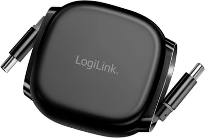 LOGILINK - USB 2.0 Type-C cable, C/M to C/M, retractable, 480 Mbps, 60W, black, 1 m