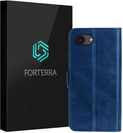 Hoesje Geschikt voor Apple iPhone 16e - Luxe Bookcase - Walletcase Hoes - Portemonnee - Cover - Donkerblauw
