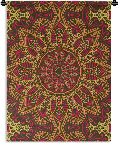 Wandkleed - Mandala - Bohemian - Hippie - Bloemen - Design - Wanddoek - Muurdoek - Katoen - Tapestry - Woondecoratie - Woonkamer - 90x120 cm - Wandtapijt - Wandkleden voor binnen - Muurdecoratie - Muurkleed