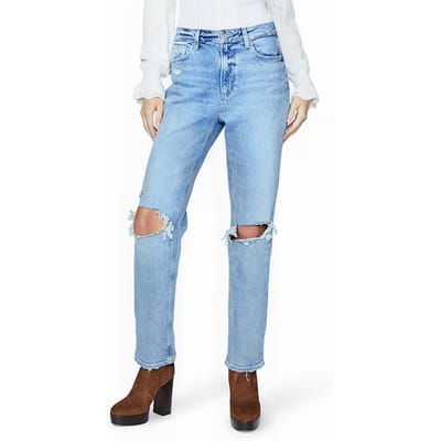 PAIGE Hr Noella 30in Criss Cross Blt Ravenna Destructed Maat: W23 | Straight Jeans Outlet | Dames | Blauw
