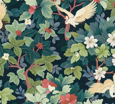 KRAANVOGEL BEHANG | Oosters - Blauw Groen Rood Wit Beige - A.S. Création Pintwalls III