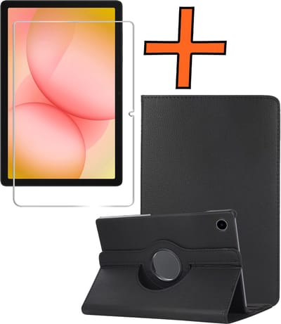 Hoesje - Geschikt voor Samsung Galaxy Tab A11 Plus - Met Screenprotector - 360 Graden Draaibare Hard Cover Case - Tablet Hoes Draaibaar - Zwart