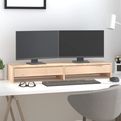 vidaXL - Monitorstandaard - 100x27x15 - cm - massief - grenenhout
