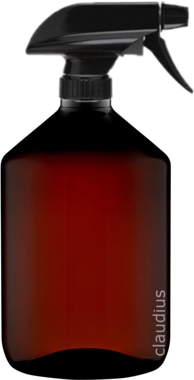 Lege Plastic Fles 500 ml amber met zwarte spraykop - set van 10 stuks