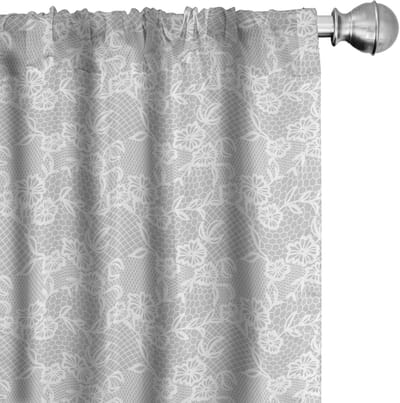 ABAKUHAUS Gordijnen – 2x75x245 cm – Wit – microvezel – halfverduisterend – Kant