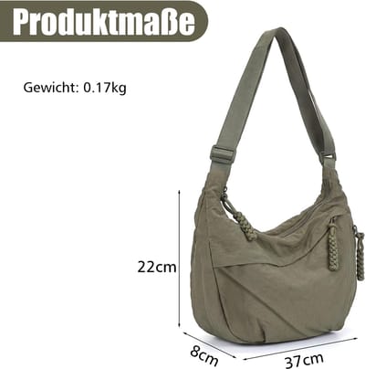 maan schoudertas voor dames, nylon, crossbody tas, halve maan, outdoor, crossbody, schoudertas met verstelbare schouderriem, voor werk, studie, winkelen, reizen, sport