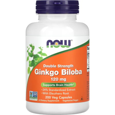 NOW Foods, Ginkgo Biloba, Dubbele Sterkte, 120 mg, 200 Veggie Capsules