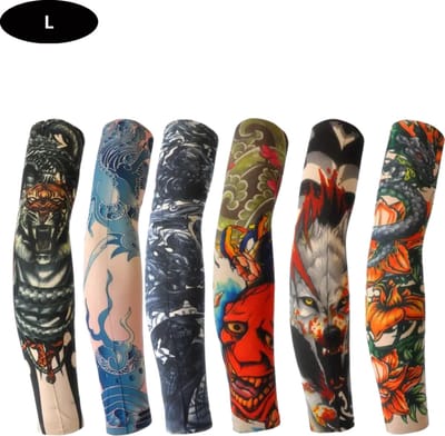 Livano Tattoo Sleeve - Voor Volwassenen - Mouw - Tatoeage - Arm Warmer - Zonbescherming - UV Beschermend - 6 Stuks - Maat L