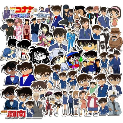 50 Stuks Detective Conan Anime Stickers Graffiti Diy Laptop Telefoon Scrapbook Skateboard Bagage Muur Cartoon Sticker Kinder Speelgoed black