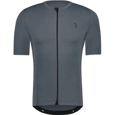 BBB Cycling Essence Fietsshirt Heren Korte Mouw - 15-25 °C - Ademend MTB en Wielrenshirt met 3 Achterzakken - Twilight Grijs