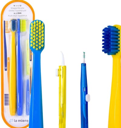 Orthodontische Tandenborstel - Beugel Tandenborstel - Mondhygiëne Beugels - V en U Vorm - 2 Stuks Set - Blauw