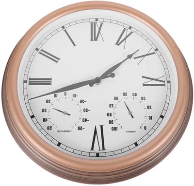 Tuinwandklok - Thermohygrometer Klok - Buiten Weer - Waterdicht Ontwerp - 38.3x38.3cm - Zoals Getoond