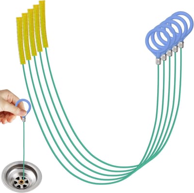 Ontstoppingsveer Set - Afvoer Reiniger - Verstopte Afvoer - Flexibele Microhaken - 5x 90 cm - Groen