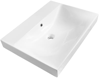 Brauer Aurora Wastafel - 60 cm - met 1 Spoelbak en 0 Kraangaten - Keramiek Hoogglans Wit
