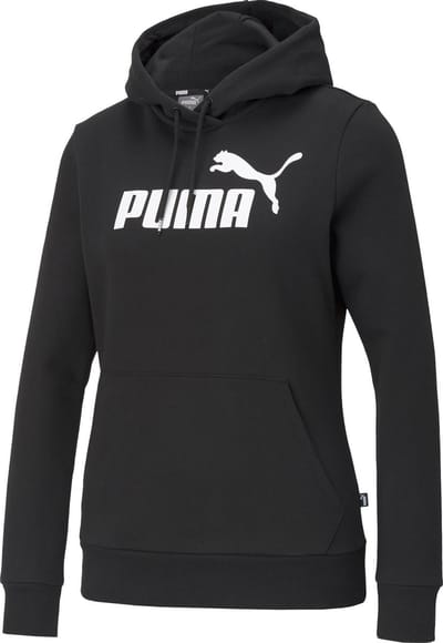 PUMA ESS Logo Hoodie FL Dames Trui - Zwart - Maat S