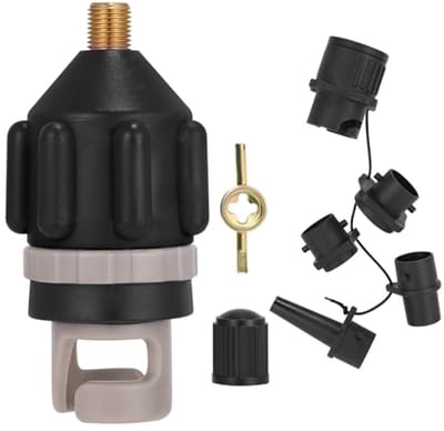 Opblaasbare adapter - Ventiel omvormer - Watersport uitrusting - Robuust nylon design - 11.8 x 7.4 x 3.5 cm - Zwart