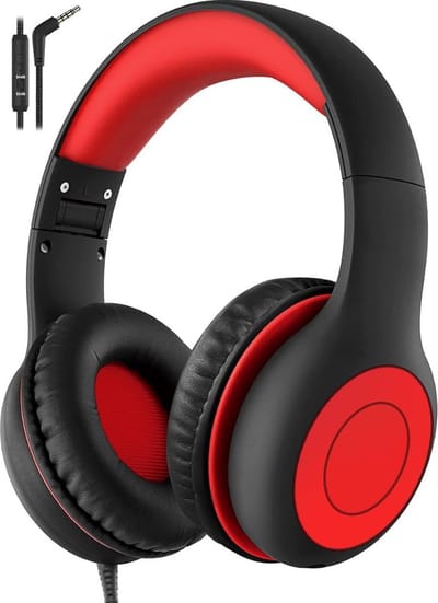 ApexArte® Koptelefoon Kinderen met Draad - Gaming Headset - Zwart met Rood