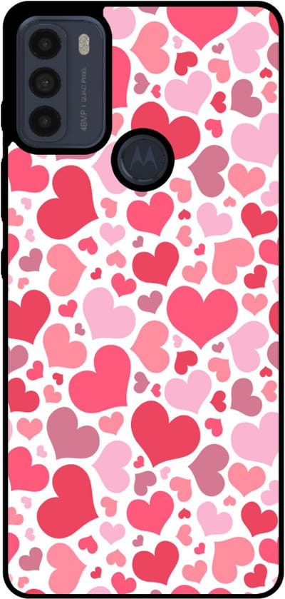 Smartphonica Telefoonhoesje Geschikt voor Motorola Moto G50 met Hartjes Print - Hearts Design TPU Backcover Case - Kinder Hoesje met Hartjes Design geschikt voor Motorola Moto G50