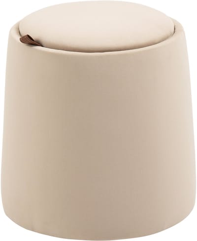 MODFU Poef Ø44x47,5 cm van polyester, met opbergruimte en omkeerbaar deksel, beige