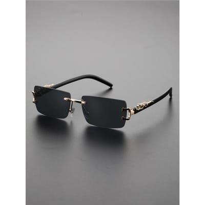 1 Stuks Trendy Frameloze Rechthoekige Zonnebril Gepersonaliseerde UV-Bescherming Voor Dagelijks Leven Modeaccessoire