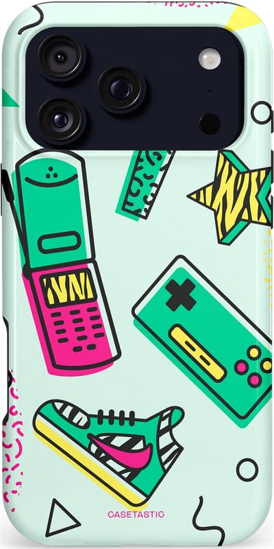 Casetastic hoesje geschikt voor Apple iPhone 17 Pro Max - MagSafe - Dubbellaagse bescherming - Retro 80s sneaker - Fashion Case - Wit Lichtgrijs Groen Lichtroze