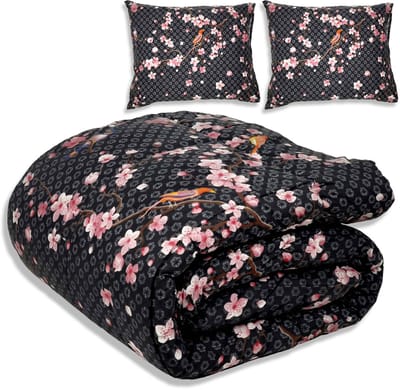 Dekbed zonder overtrek - All year 200x220cm - Japans zwart - Wasbaar Dekbed Zonder Overtrek – Hypoallergeen & Antibacterieel – 30 dagen proefslapen - Wasbaar hoesloos dekbed - Bedrukt dekbed - zomerdekbed & winterdekbed