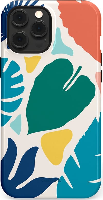 Casetastic Hoesje Geschikt voor Apple iPhone 12 Pro Max Magsafe - Stijlvolle Beschermende Duo-layer Case - Moderne Kunstbladeren