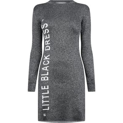 Off White Damesjurk met glitter, ronde hals en strakke pasvorm (Zilver/Wit)