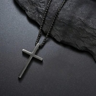 1 Stuks Nieuwe Kruis Roestvrij Staal Choker Kettingen Voor Man Gouden Kleur Mannen Ketting Legering Ketting Mode Sieraden Corrente Masculina black